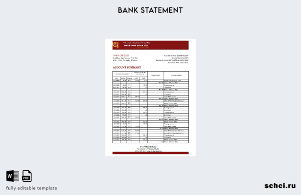 цифровая загрузка шаблона Excel банковской выписки Бутан Друк PNB
